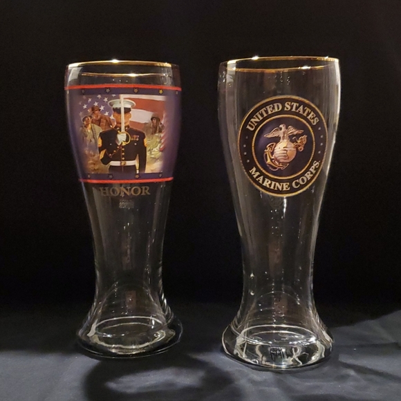 A Pair of Bradford Exchange Marine 16oz Glasses